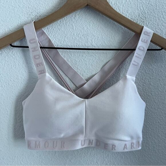Under Armour Light Pink Sports Bra Active Spellout Small - Picture 1 of 4